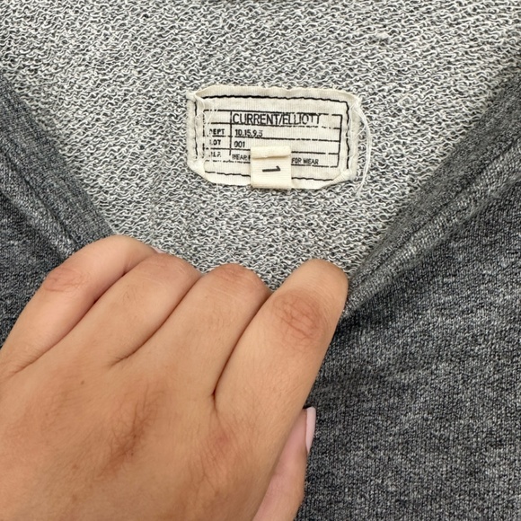 Current/Elliott The Ruffle Sweatshirt Womens Heather Gray Terry Pullover 1 Small - Picture 5 of 6